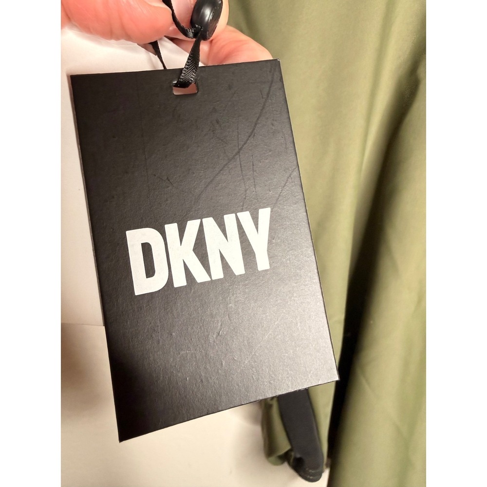 New DKNY Womens Ruched Mesh Side One Piece Swimsuit Olive Green DI2MS536 Size 14 - Picture 10 of 13
